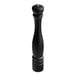 An Acopa matte black wooden salt and pepper mill with a silver tip.