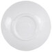 A taupe melamine bowl with a round rim on a white surface.
