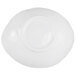 An oval navy melamine bowl with a circular pattern on the inside.