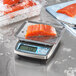 An Edlund BRAVO! portion scale with a piece of salmon on it.