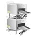 An Avantco double stacked commercial conveyor toaster with open doors on a counter.