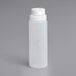 A white plastic bottle with a white cap.