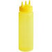 A yellow plastic Vollrath Tri Tip Squeeze Bottle with a yellow cap.