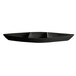 A black G.E.T. Enterprises Bugambilia boat-shaped aluminum tray with dividers.