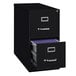 A black Hirsh Industries two-drawer vertical file cabinet.