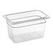 A Carlisle clear polycarbonate food pan.