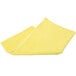 A yellow Unger SmartColor microfiber cloth with white edges folded up on a white background.