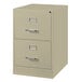 A Hirsh Industries putty two-drawer vertical legal file cabinet.