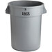 A gray Lavex plastic trash can.