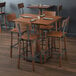 a group of wooden stools