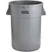 A gray Lavex plastic trash can.