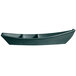 A close-up of a G.E.T. Enterprises forest green resin-coated aluminum boat with dividers.
