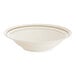 A white bowl with gold trim.