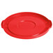 a red plate with a circle