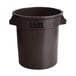 A brown Lavex plastic round trash can with handles.