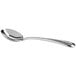 A Oneida Acclivity stainless steel bouillon spoon with a silver handle and spoon.