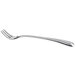 A close-up of the silver handle of a Oneida Acclivity stainless steel fork.
