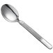 A Oneida stainless steel oval bowl soup/dessert spoon with a handle.