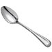 A Oneida Acclivity stainless steel serving spoon with a silver handle and spoon.