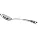 A close-up of a Oneida Acclivity stainless steel serving spoon with a silver handle and spoon.