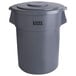 A gray Lavex plastic bin with a lid.