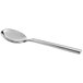 A Oneida stainless steel bouillon spoon with a silver handle.