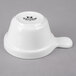 A Tuxton porcelain white china soup cup with a handle.