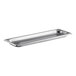 A Vollrath stainless steel rectangular steam table pan on a counter.