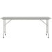 A Correll rectangular gray granite folding table with a gray metal frame.