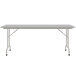 A rectangular gray granite Correll folding table with a gray metal frame.