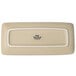 A rectangular beige china tray with an embossed white border.