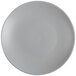 A close-up of a matte gray TuxTrendz Zion Coupe China Plate.