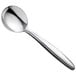 A Oneida stainless steel bouillon spoon with a silver handle.