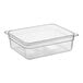 A clear Cambro plastic food pan.