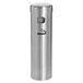 A silver stainless steel Lavex wall mounted cigarette and ash receptacle.