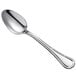 A Oneida Titian stainless steel oval bowl soup/dessert spoon with a silver handle.