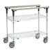 A Metro PrepMate MultiStation cart with wire shelves and wheels.