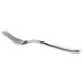 A close-up of a Oneida Tidal stainless steel salad/dessert fork with a silver handle.