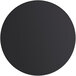 A black circle with a white background.