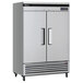 A Turbo Air Super Deluxe reach-in freezer with two solid doors.