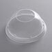 A clear plastic container with a clear dome lid with a hole in it.