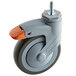A grey and orange wheel with a bolt.