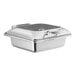 An Acopa stainless steel square chafing dish with a soft-close lid.