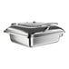 An Acopa stainless steel chafer pan with a glass lid.