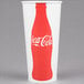 A white and red Solo paper cold cup with a Coca Cola logo.