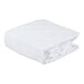 A folded white queen size bed bug proof box spring cover.