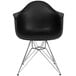 a black chair with metal legs