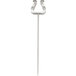 A silver metal label holder with a long tip on a white background.