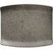 A grey rectangular melamine tray with a metal rim.