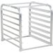 A Regency metal rack with seven shelves.